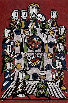 『最後の晩餐』　渡辺禎雄　型染版画　1978年　