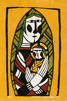 『聖母子』 型染版画 1975年 渡辺禎雄 (1913－1996) フィリア美術館蔵